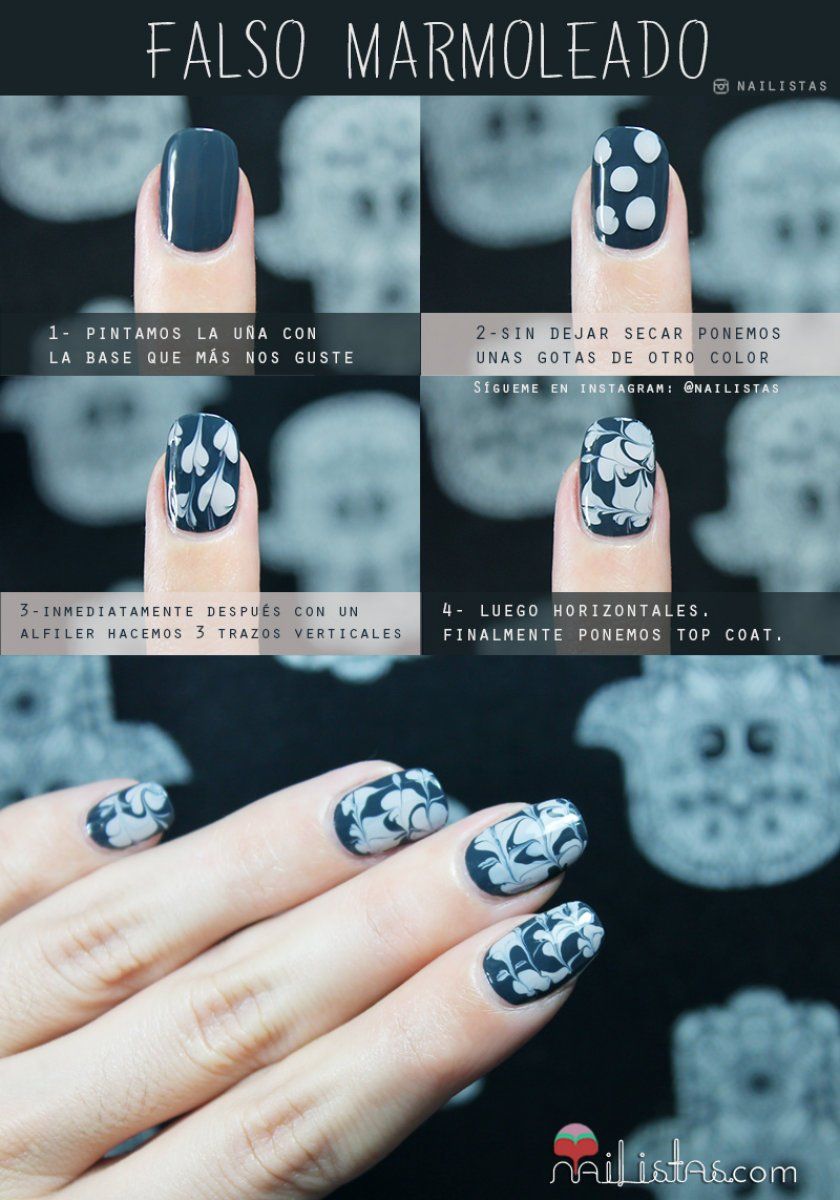 tutorial uñas manicura mármol
