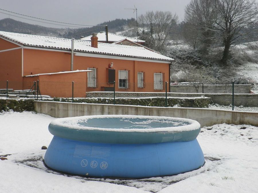 Piscina hinchable durante el invierno.