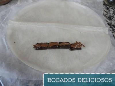 ponemos las onzas y cubrimos con crema de cacao