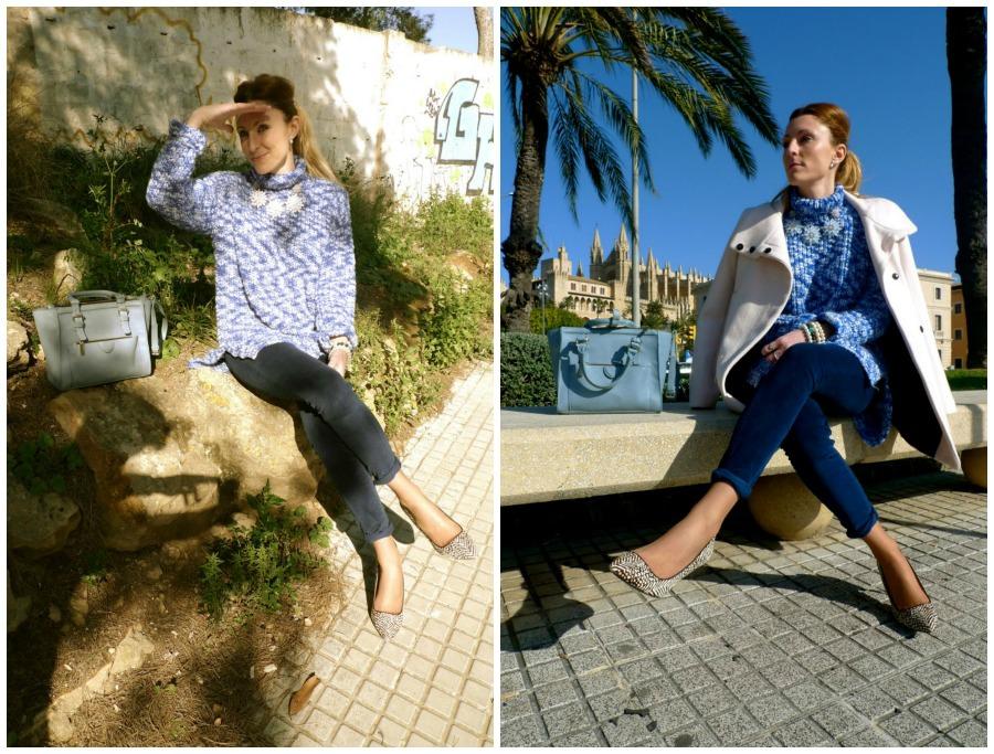 Oversized Blue Sweater And skinny jeans livelovepolly by paula casielles fh