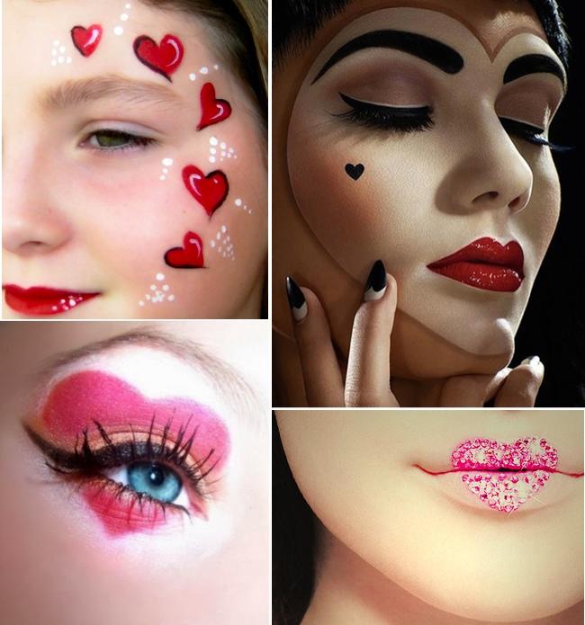 maquillaje san valentín y carnaval con corazón