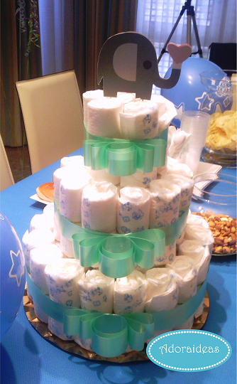 baby-shower-tarta-pañales-adoraideas-handmade