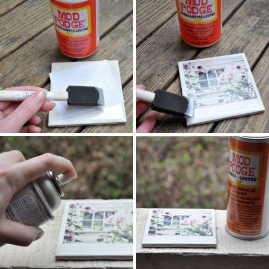 DIY posavasos con fotos polaroid