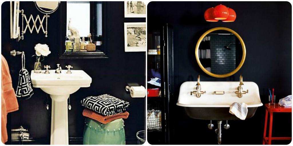 Baños negros con toques de color