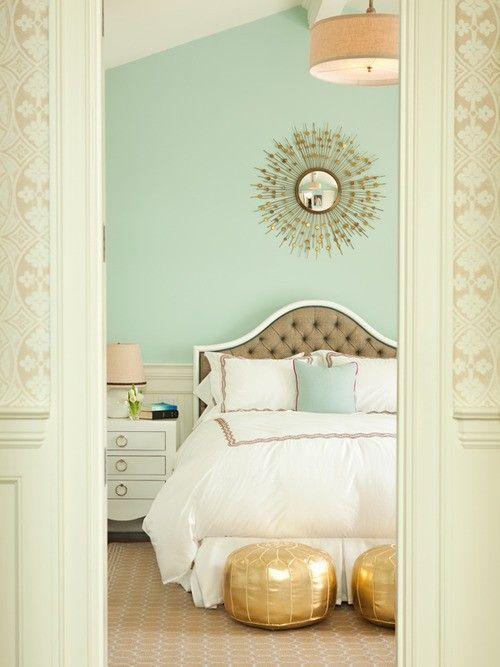 Dormitorio en mint y dorado