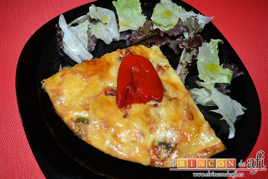 Frittata de morcillo y pimientos, sugerencia de presentación
