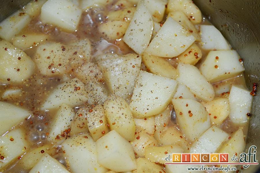 Crema de peras a la mostaza antigua, salpimentamos