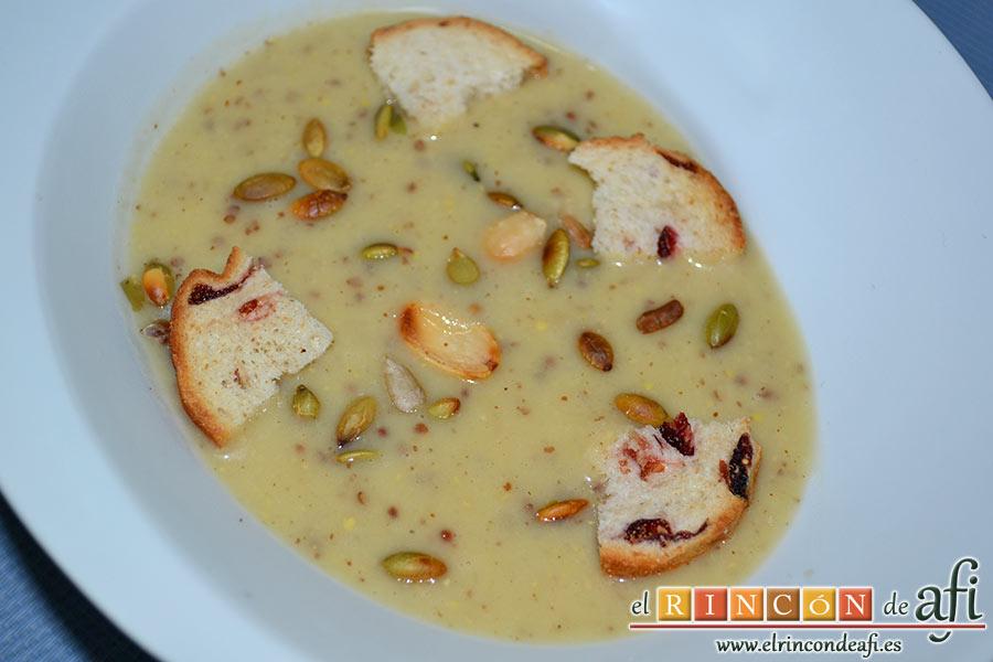 Crema de peras a la mostaza antigua, sugerencia de presentación