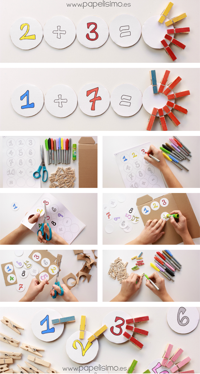 juego matematico niños pinzas paso a paso