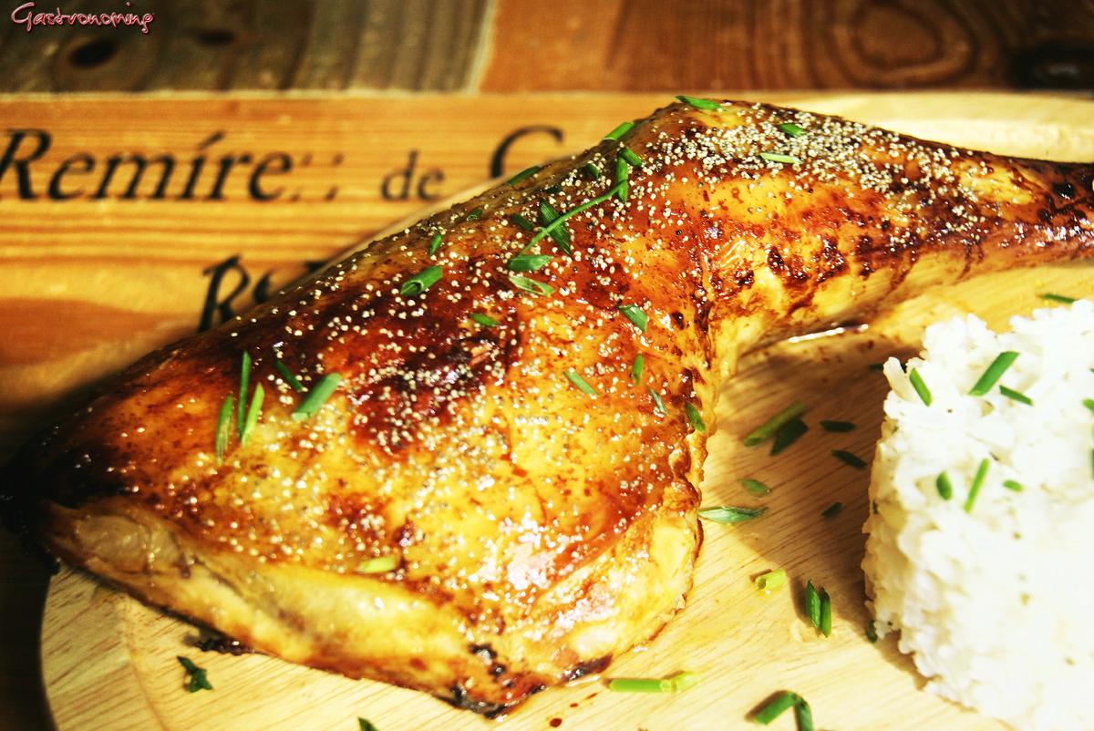 Pollo asado con miel y soja