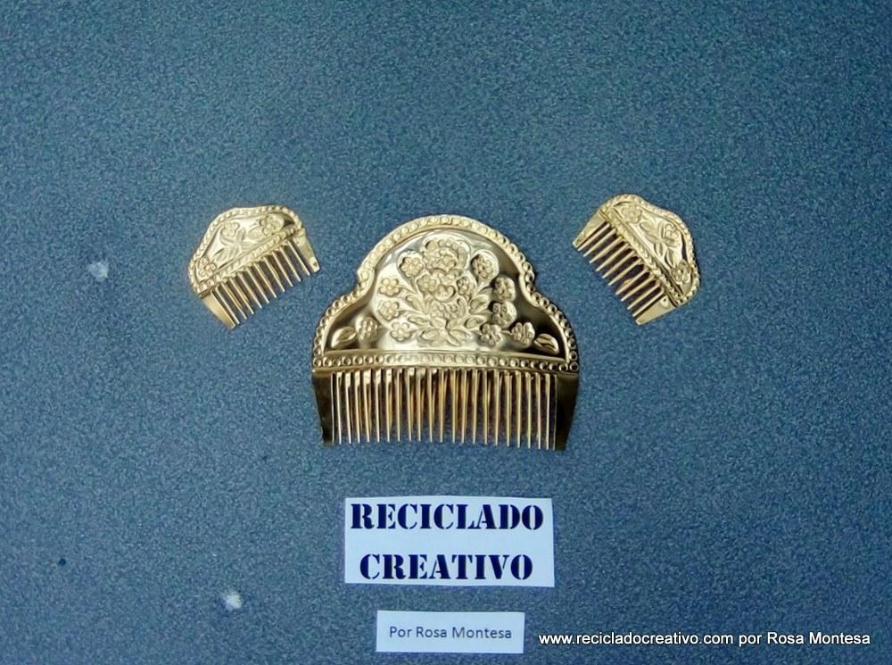 Peinetas de Fallera Valenciana realizadas con material reciclado