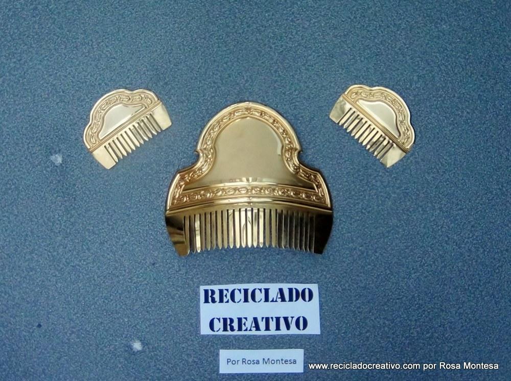 Peinetas de Fallera Valenciana realizadas con material reciclado