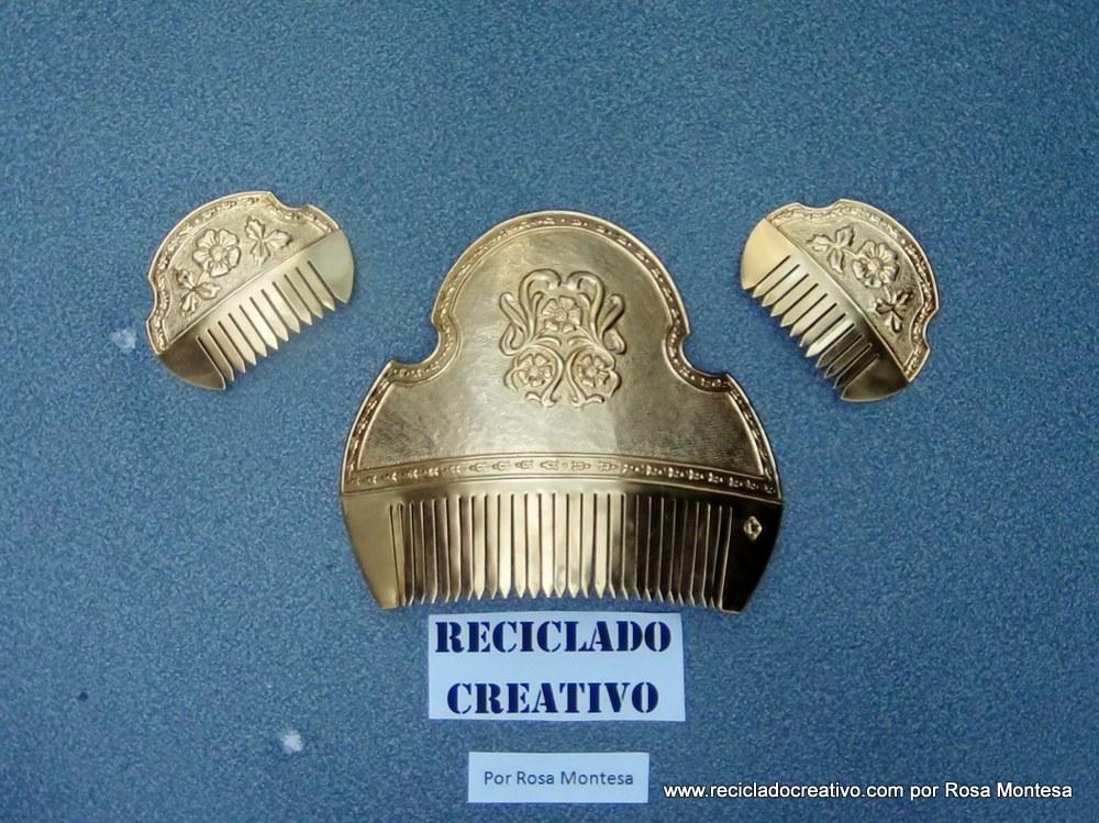 Peinetas de Fallera Valenciana realizadas con material reciclado