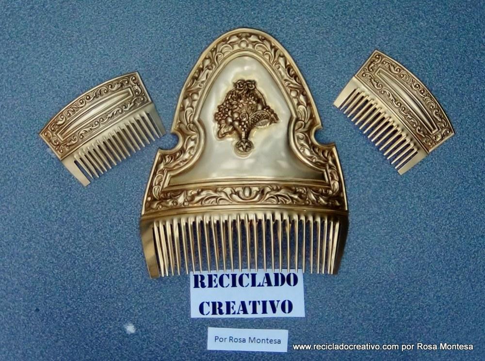 Peinetas de Fallera Valenciana realizadas con material reciclado
