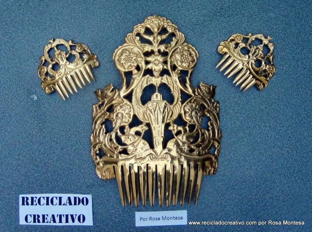 Peinetas de Fallera Valenciana realizadas con material reciclado