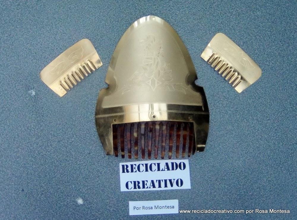 Peinetas de Fallera Valenciana realizadas con material reciclado