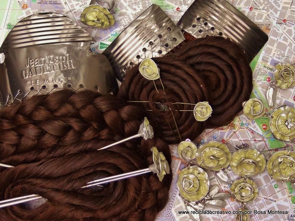 Aderezo y peinetas de fallera con material reciclado (4)