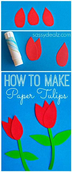 instrucciones para hacer tulipanes de papel con manualidades