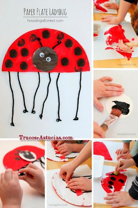 manualidad infantil para hacer una mariquita con cartulina