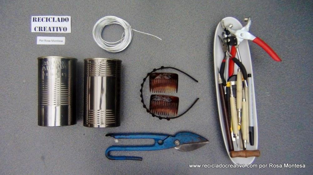 Peinetas de Fallera Valenciana realizadas con botes de hojalata reciclados