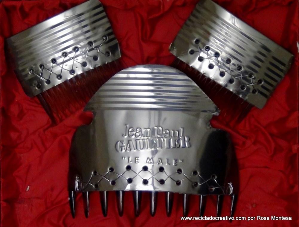 Peinetas de Fallera Valenciana realizadas con botes de hojalata reciclados