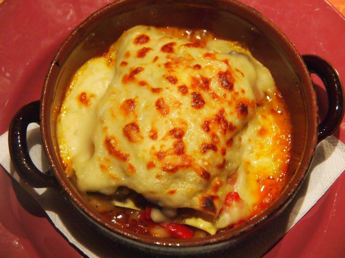 Lasaña verduras queso feta