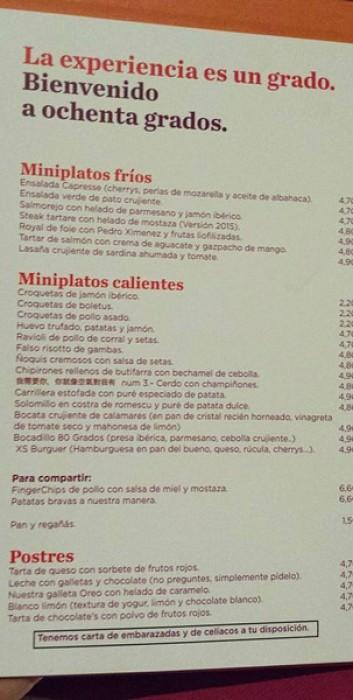 Carta Ochenta Grados Malasaña