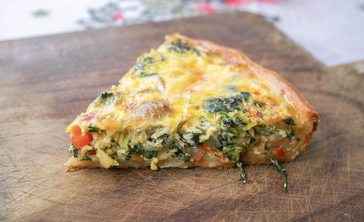Quiche de espinacas y champiñones