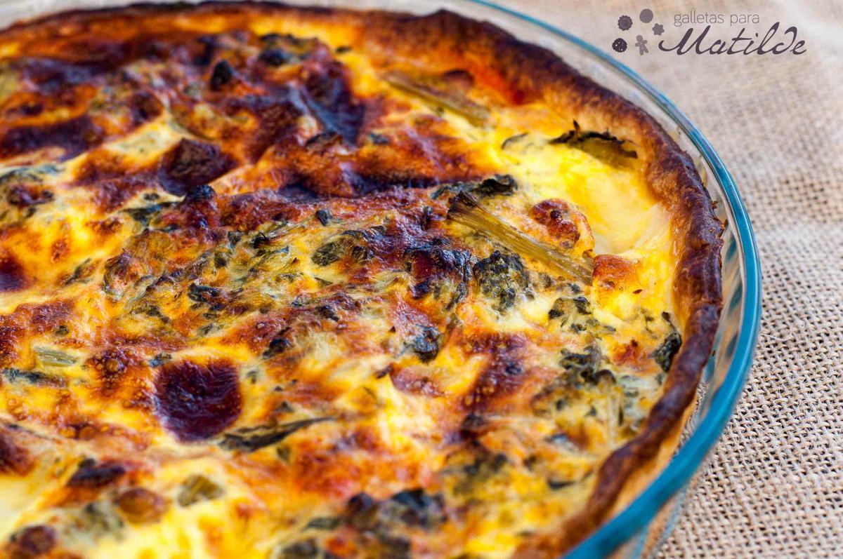 Quiche de grelos, chorizo y queso de Arzúa Ulloa