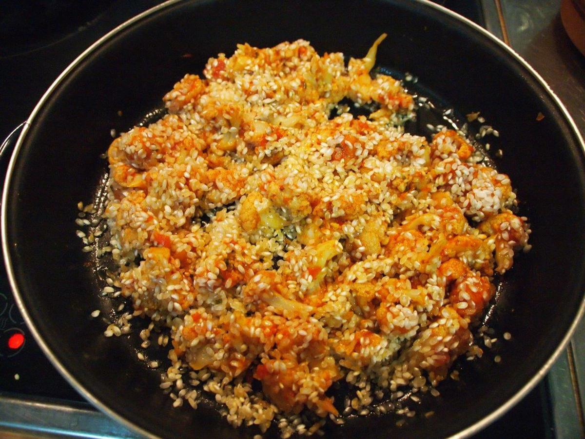 Arroz con bacalao y coliflor