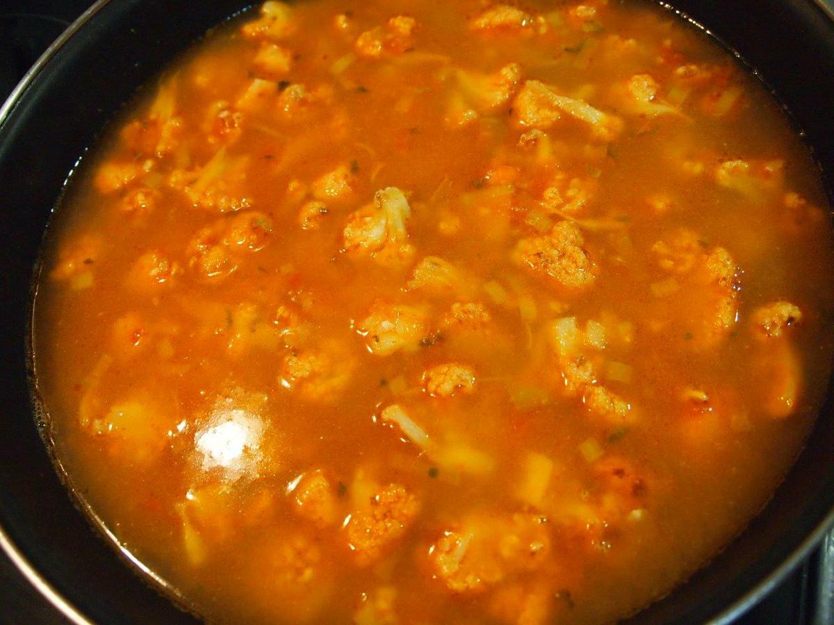 Arroz con bacalao y coliflor