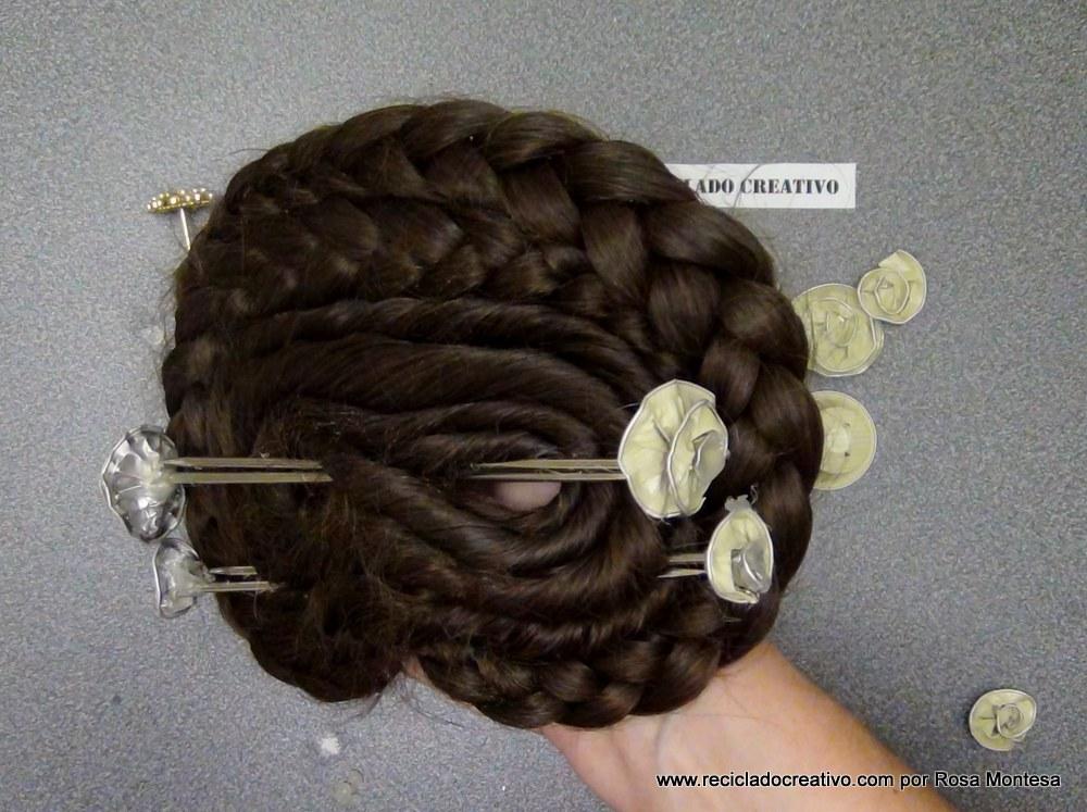 Agujas para el moño de fallera con material reciclado - Traje de valenciana #ecofallera