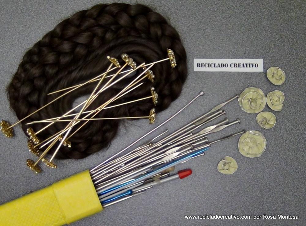 Agujas para el moño de fallera con material reciclado - Traje de valenciana #ecofallera