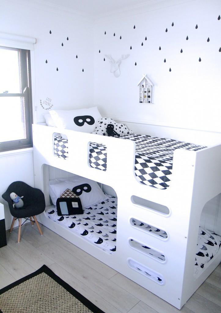 ideas decoración habitación niños balnco y negro