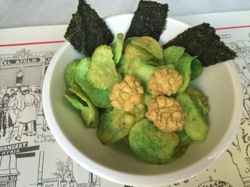 Xips de wasabi y algas nori