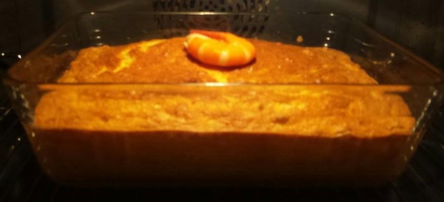 Soufflé de puerros y langostinos