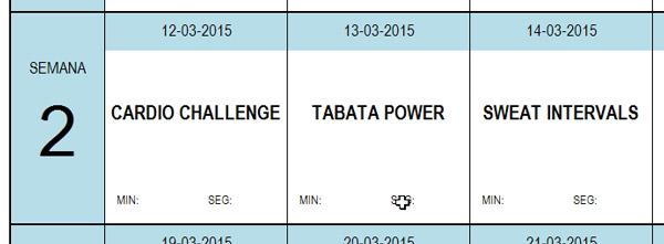 Calendario insanity español 2025 excel