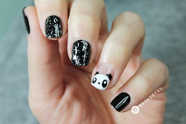 uñas decoradas con amilaes panda nail art