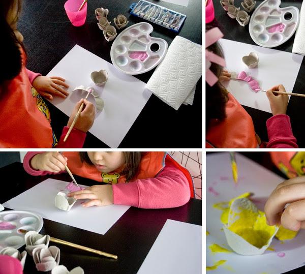 DiariodecoSpring: Diy flores con hueveras de cartón5