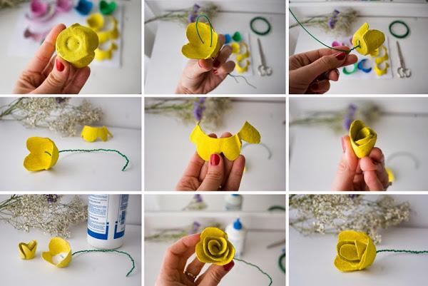 DiariodecoSpring: Diy flores con hueveras de cartón7