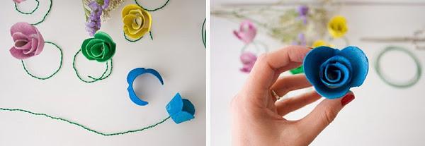 DiariodecoSpring: Diy flores con hueveras de cartón8