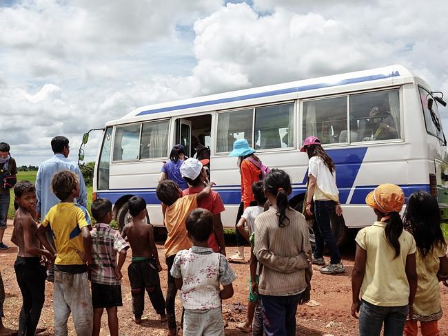 Buses carrying visitors to the site. Picture: David Rengel / AnHua