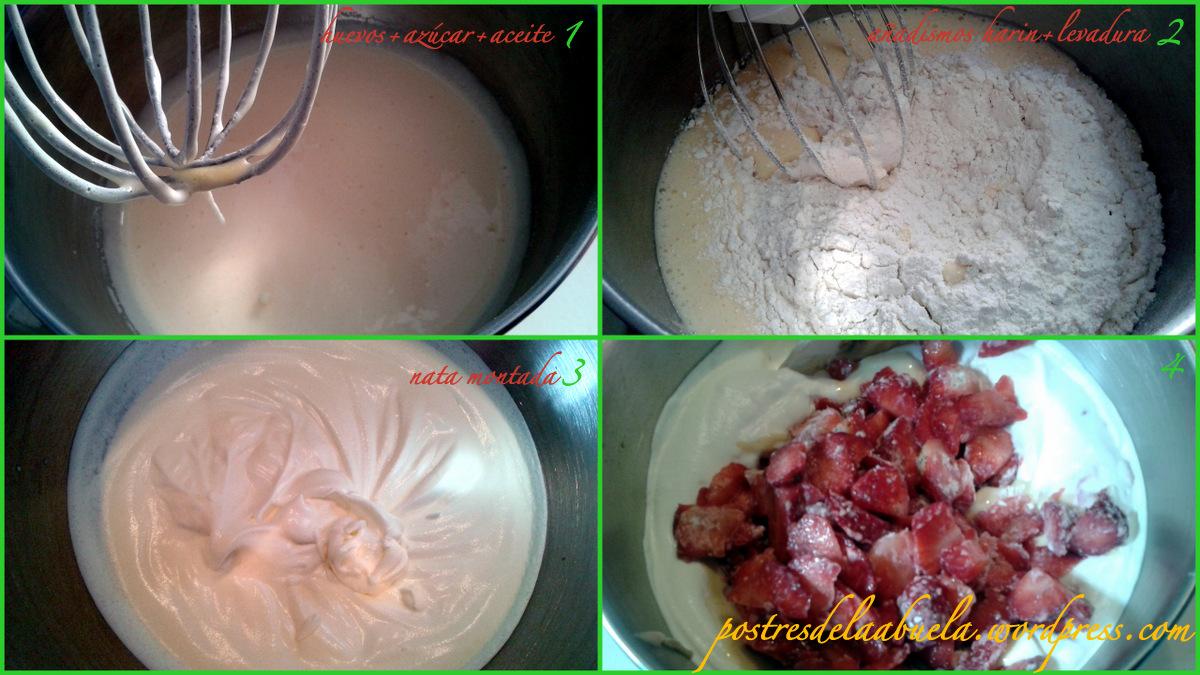 bizcocho de fresas con nata (crema de leche)