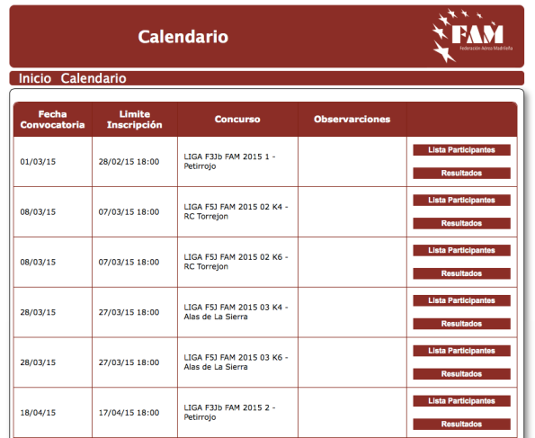 GliderlinkCalendario