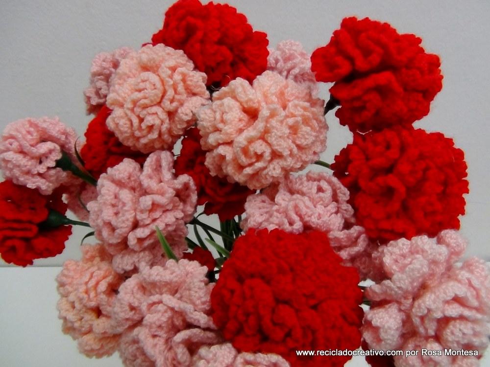 Claveles de ganchillo - Flores de crochet