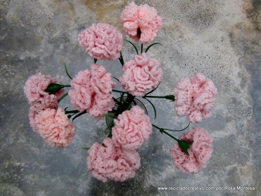 Claveles de ganchillo - Flores de crochet