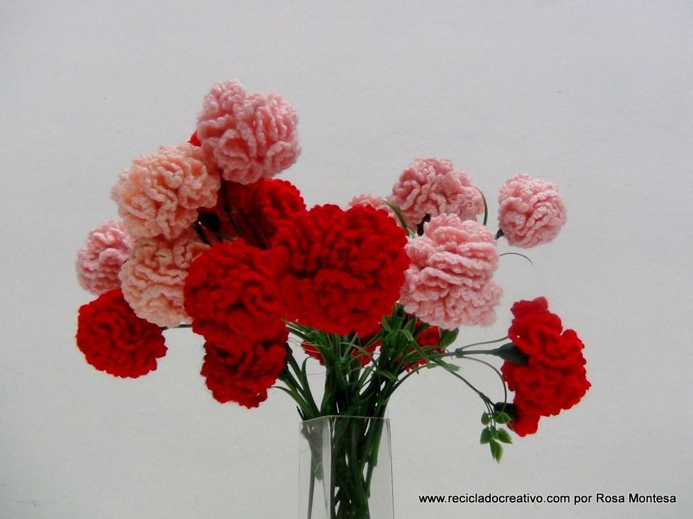 Claveles de ganchillo - Flores de crochet