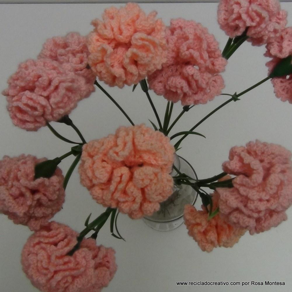 Claveles de ganchillo - Flores de crochet