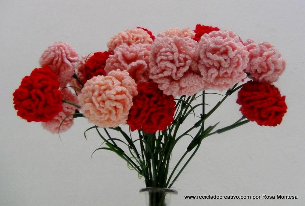 Claveles de ganchillo - Flores de crochet