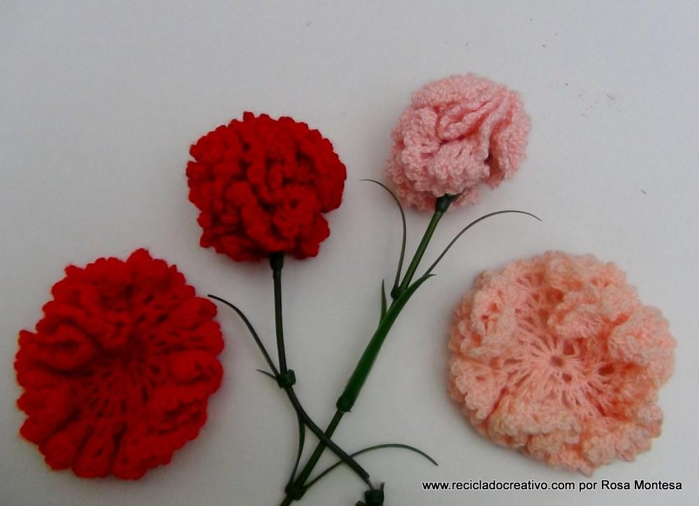 Claveles de ganchillo - Flores de crochet